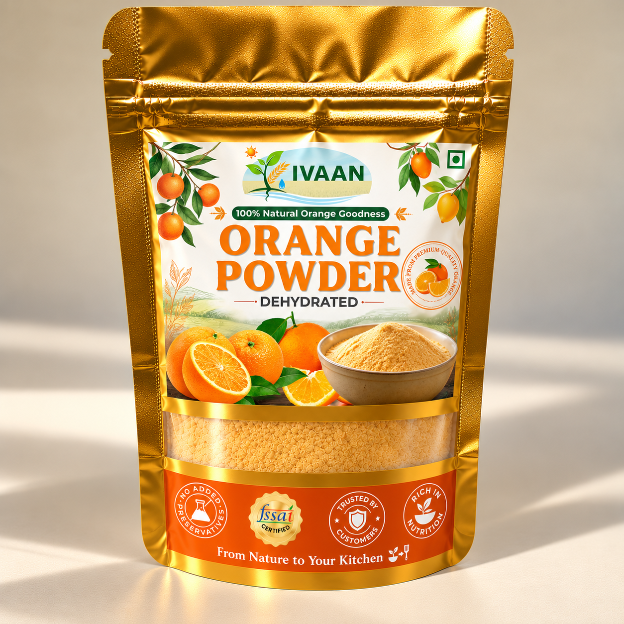 Premium Golden Orange Powder Pouch